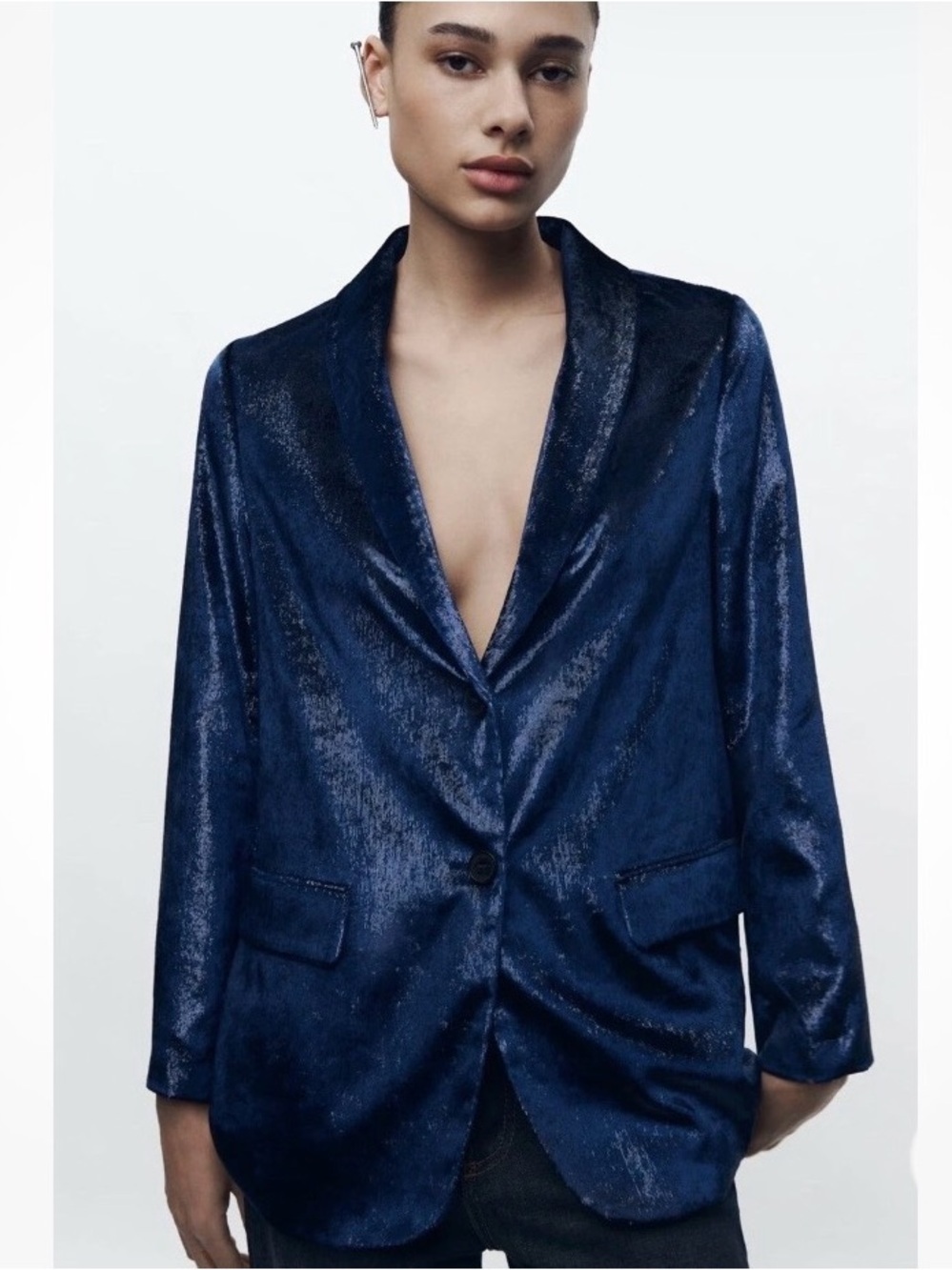 Zara New Velvet Shimmer Blazer Jacket